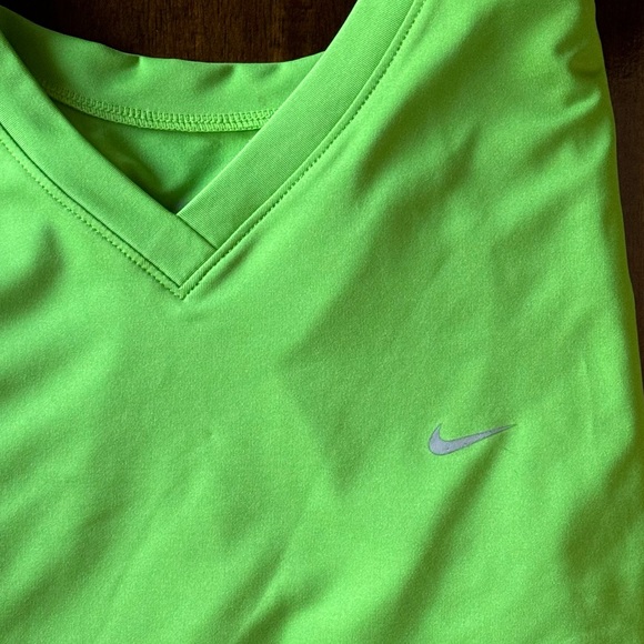 EUC Nike Bright Green Dri Fit V Neck Tee - Picture 3 of 4
